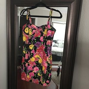 Sexy black and bright flower dress